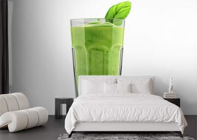 Glass of fresh green smoothie isolated on transparent background Wall mural