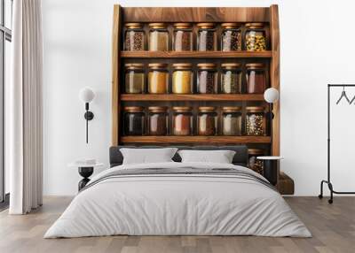 Modern Wooden spice rack isolated on transparent background Wall mural