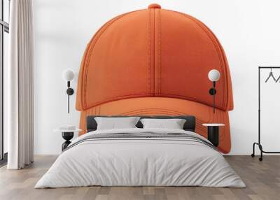 Orange baseball cap isolated on transparent background Wall mural