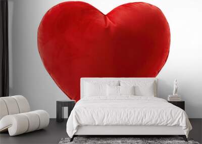 Red heart shaped pillow isolated on transparent background Wall mural