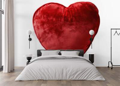 Red heart shaped pillow isolated on transparent background Wall mural