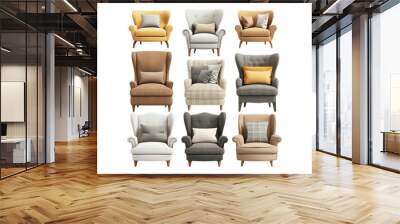 Set of comfortable armchair isolated on transparent background Wall mural