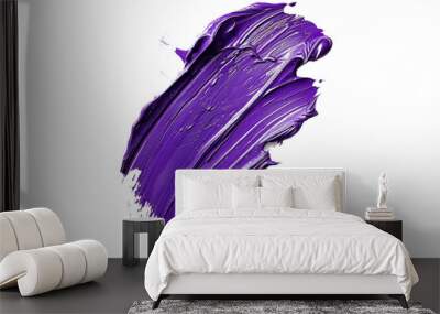 Stroke of purple paint texture isolated on transparent background Wall mural