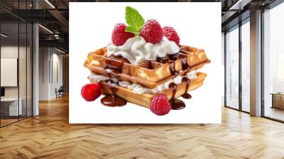 Sweet waffle on transparent background Wall mural