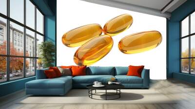 Vitamin oil pills isolated on transparent background Wall mural