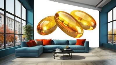 vitamin oil pills isolated on transparent background Wall mural