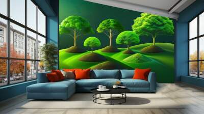 Earth Day Concept. Green Illustration Generative AI Wall mural