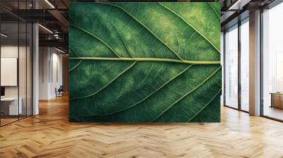 Abstract green leaf texture with layers of tropical leaves and varying shades of green. Abstract tropical leaf texture. Nature Wall mural