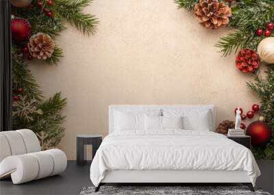 Christmas background featuring decorations, snowflakes, and festive holiday cheer Wall mural