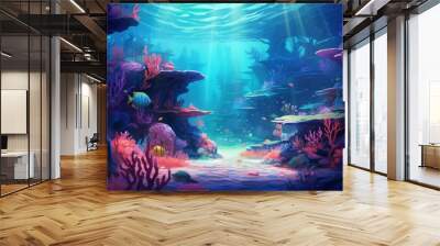 Underwater seascape with vibrant coral reef and marine life. Marine ecosystem. Wall mural