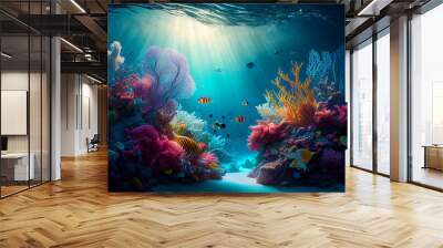 Gorgeous underwater landscape, wallpaper/background/desktop, generative ai, digital art Wall mural