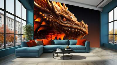 Majestic fantasy dragon background/desktop/wallpaper, magic fairy tale art, digital art, generative AI Wall mural