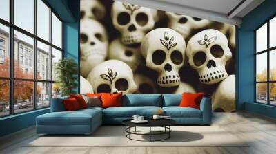 Seamless tile sugar skull Halloween background, digital art Wall mural