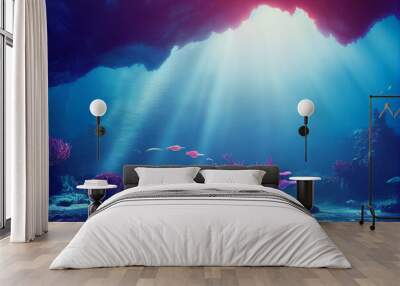 Underwater landscape, wallpaper background, digital art Wall mural