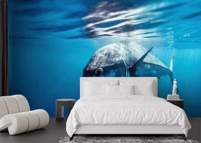 tuna fish in clear blue ocean water generative ai Wall mural