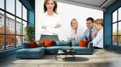 business team working in office - gorgeous executive corporate businesswoman - portrait Wall mural