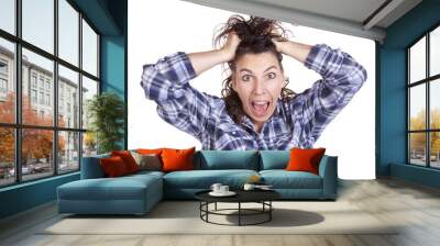 Woman expression frazzled Wall mural