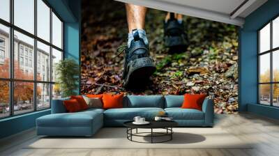 Extreme trail runner running in the nature Wall mural