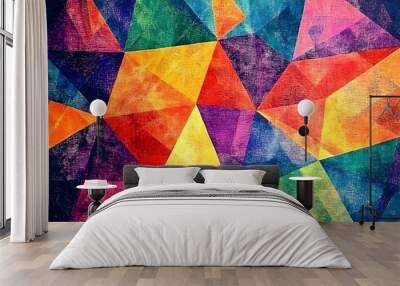 Abstract Geometric Rainbow Pattern on Canvas Wall mural