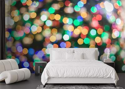 abstract colorful multicolor bokeh circles for christmas light background. Wall mural