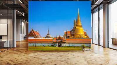 Temple Wat Phra Kaew is in the Royal Palace of Bangkok, Thailand. It is a popular place and destination for tourists around the world. Wall mural