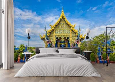 Wat Rong Seur Ten or Blue Temple is a famous temple and is a major tourist attraction of Chiang Rai Province, Thailand. Wall mural