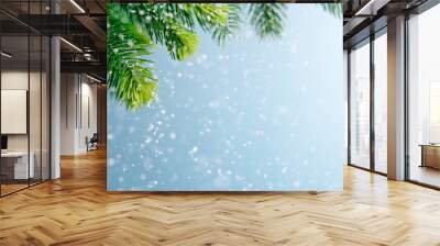 fir branch in snow Wall mural