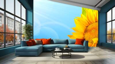 Sunflower against blue sky Wall mural