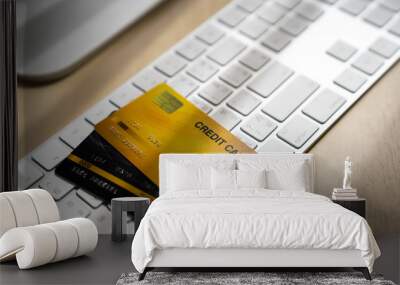 Credit card on keyboard,payment credit card  Wall mural