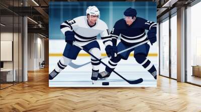 Two ice hockey players compete fiercely on the rink Wall mural