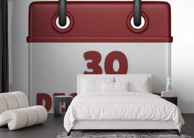 30 December Calendar 3d icon Wall mural