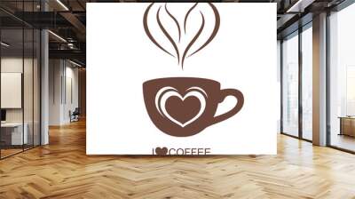 Coffee cup with heart vector on isolated white background Wall mural