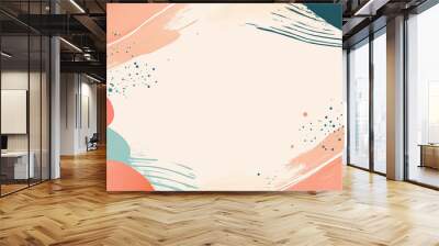 Abstract background with a minimal design featuring organic shapes in soft pastel colors. Wall mural