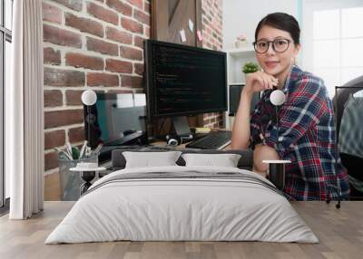 confident professional female programmer worker Wall mural