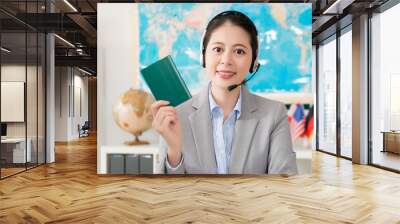 elegant travel agent company female operator Wall mural