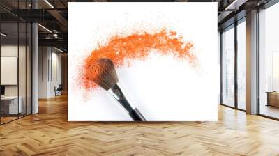 orange Powder Eyeshadow on a Brush, fashion beauty Wall mural