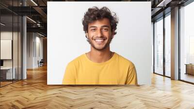 cheerful young Indian man,  white background, smiling portrait Wall mural