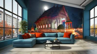 buddhist temple at night Wall mural