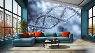 Blue DNA double helix on a white background, science and medical concept Wall mural