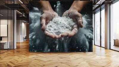 holding flour in his hands Wall mural