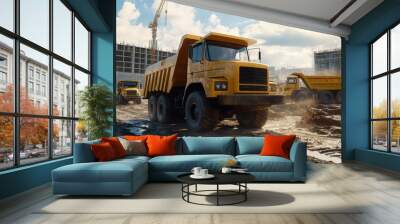 Open pit mine with a dump truck Wall mural