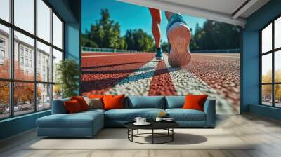 Runner athlete running on road, fitness jogging workout wellness concept Wall mural