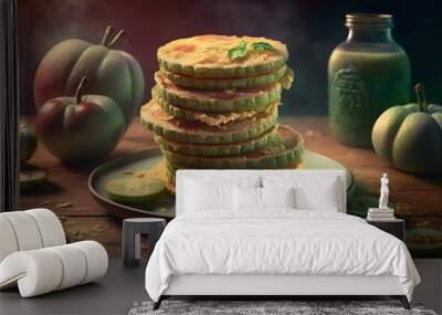 fried green tomatoes created using AI Generative Technology Wall mural