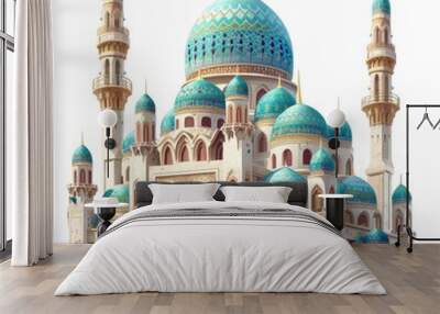 Mosque Illustration on White Background Wall mural