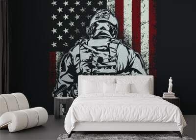 american brave soldier illustration vector Wall mural