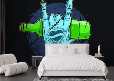 Zombie Hand With Beer Wall mural