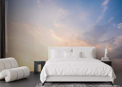 Sunset sky for background or sunrise sky and cloud at morning. Wall mural