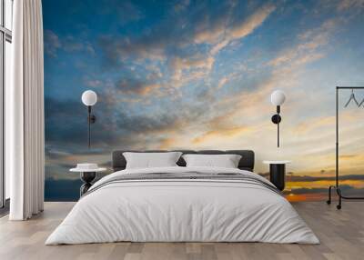 Sunset sky for background or sunrise sky and cloud at morning. Wall mural