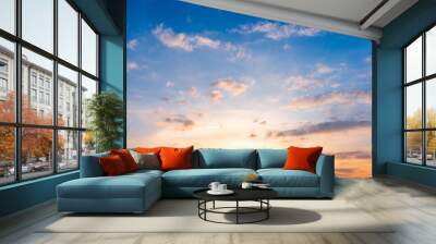 Sunset sky for background or sunrise sky and cloud at morning. Wall mural