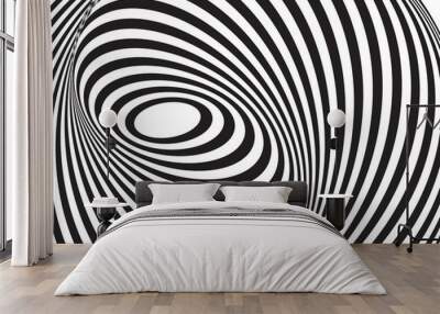 Abstract black and white background. Op art. Wall mural